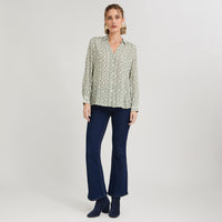 Blusa Manga Larga Print con Lurex Verde