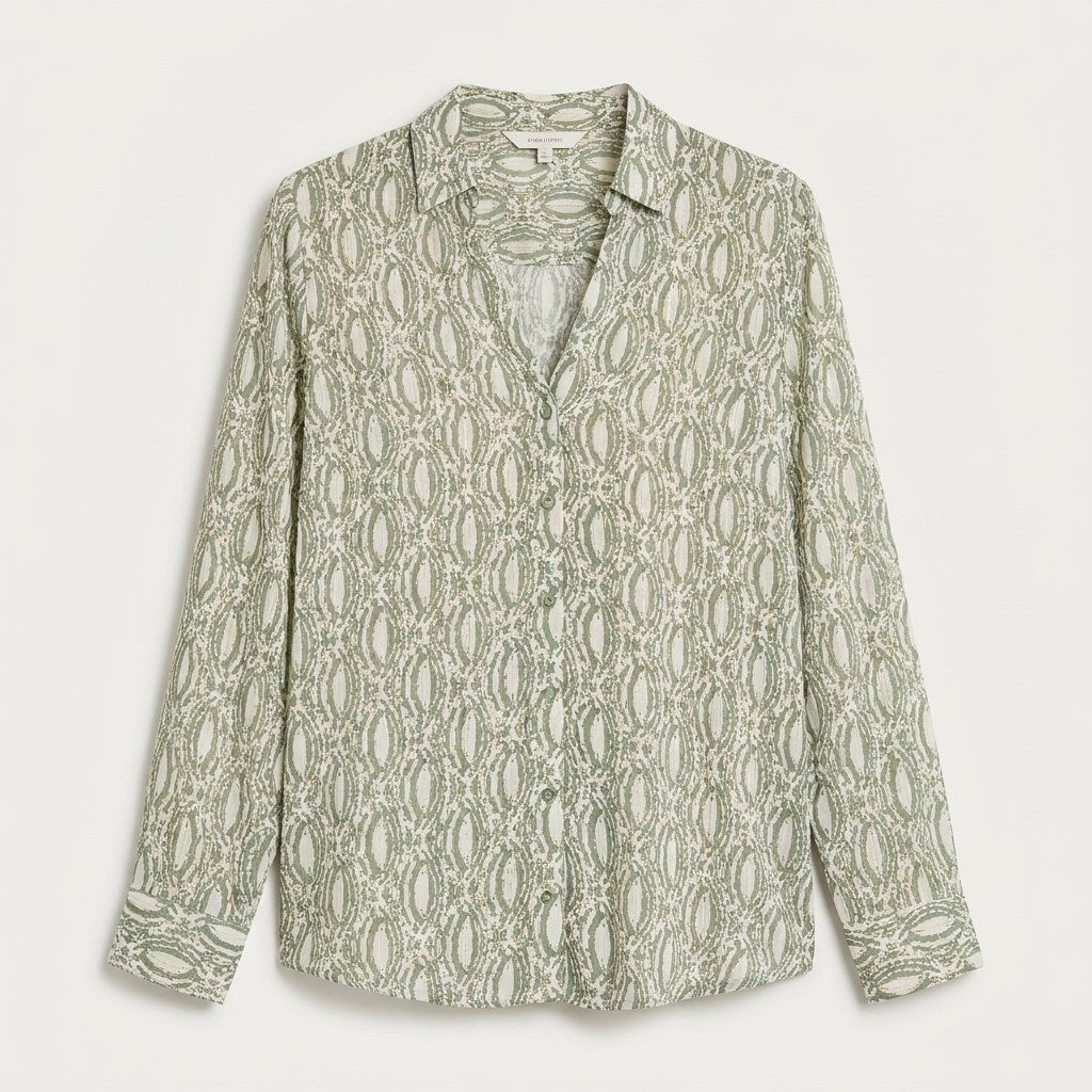 Blusa Manga Larga Print con Lurex Verde en plano