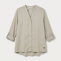 Blusa Escote Mao Manga Roll Up con Textura Verde en plano