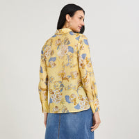 Blusa Manga Larga Estampada con Botones Mostaza