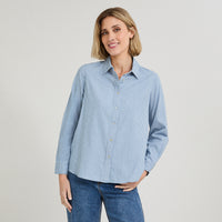Blusa de Algodón Listada Azul