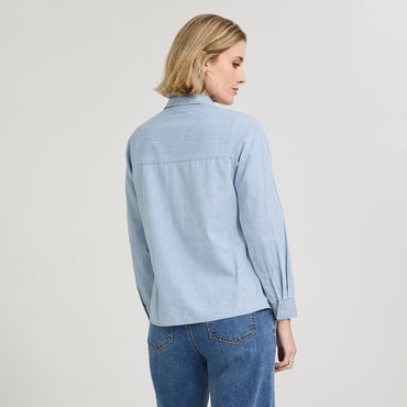 Blusa de Algodón Listada Azul