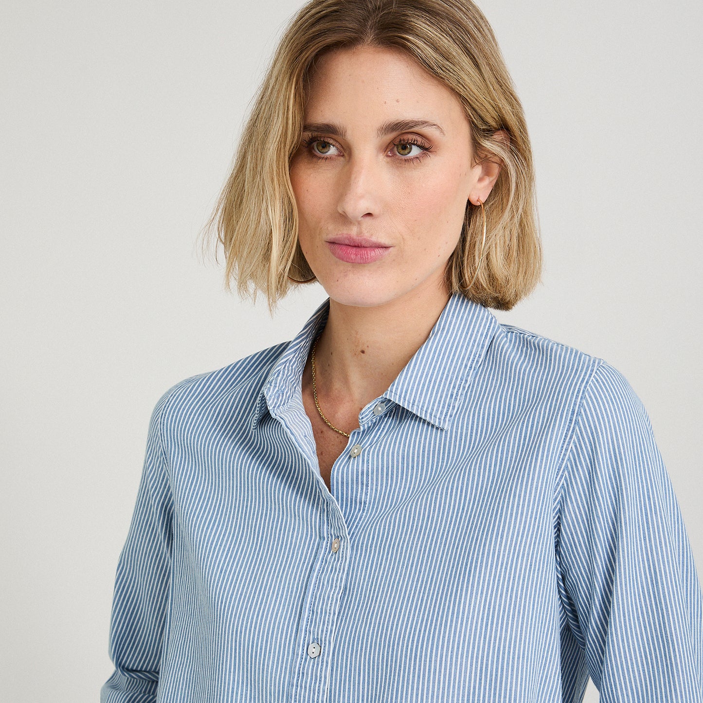 Blusa de Algodón Listada Azul