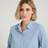 Blusa de Algodón Listada Azul