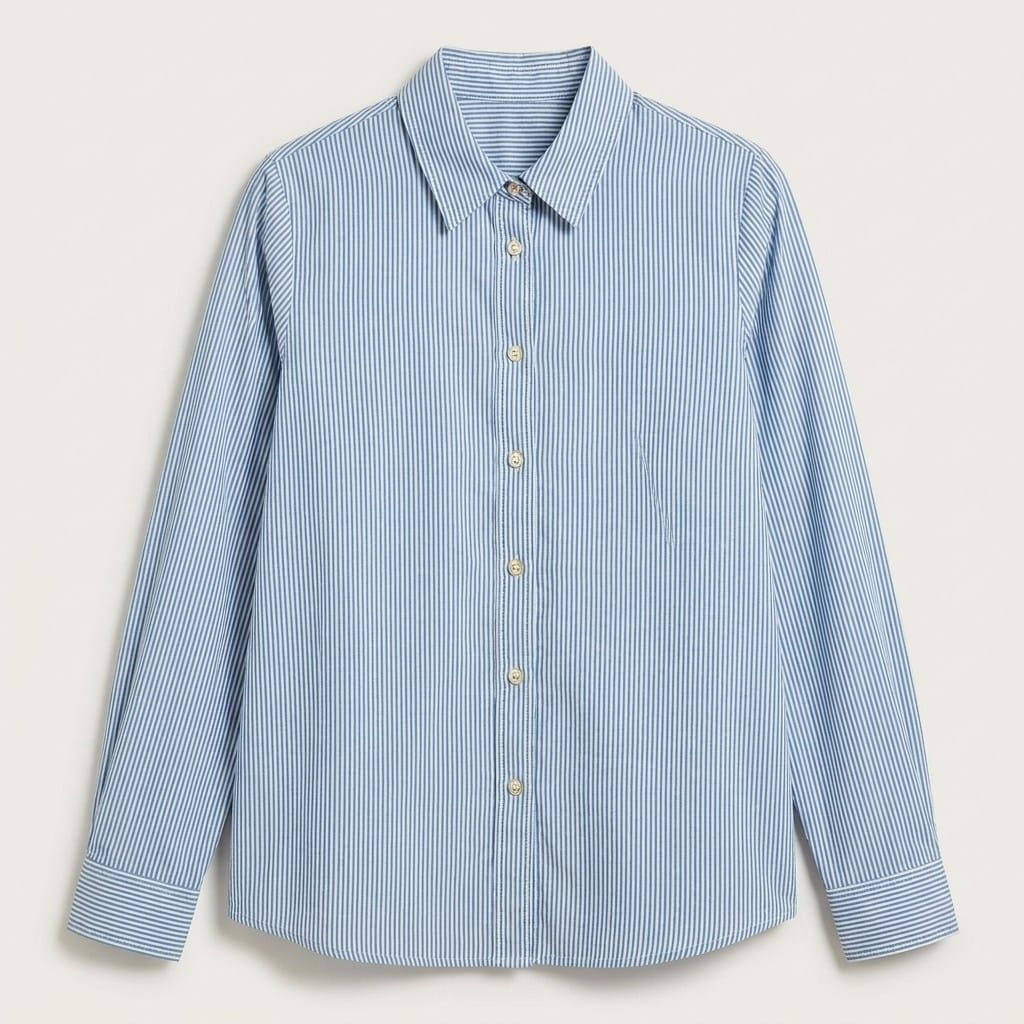 Blusa de Algodón Listada Azul en plano