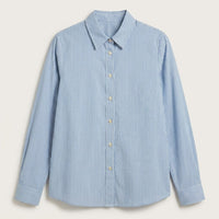 Blusa de Algodón Listada Azul en plano