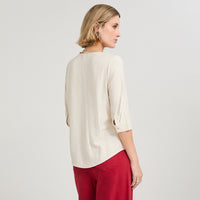 Blusa Manga 3/4 con Botón Crudo