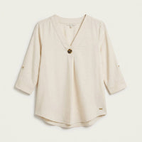 Blusa Manga 3/4 con Botón Crudo en plano