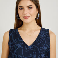 Blusa sin Mangas Look Bordado Azul