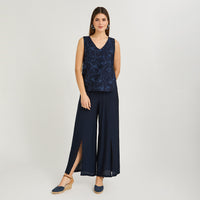 Blusa sin Mangas Look Bordado Azul