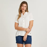 Blusa Manga Corta Plumeti Blanco