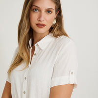 Blusa Manga Corta Plumeti Blanco