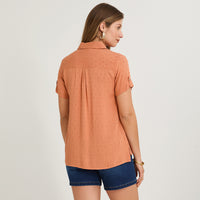 Blusa Manga Corta Plumeti Terracota