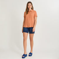 Blusa Manga Corta Plumeti Terracota