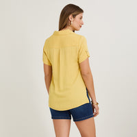 Blusa Manga Corta Plumeti Mostaza