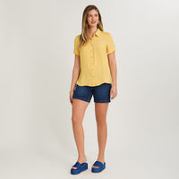 Blusa Manga Corta Plumeti Mostaza
