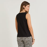 Blusa de Lino Sn Mangas Lisa Negro