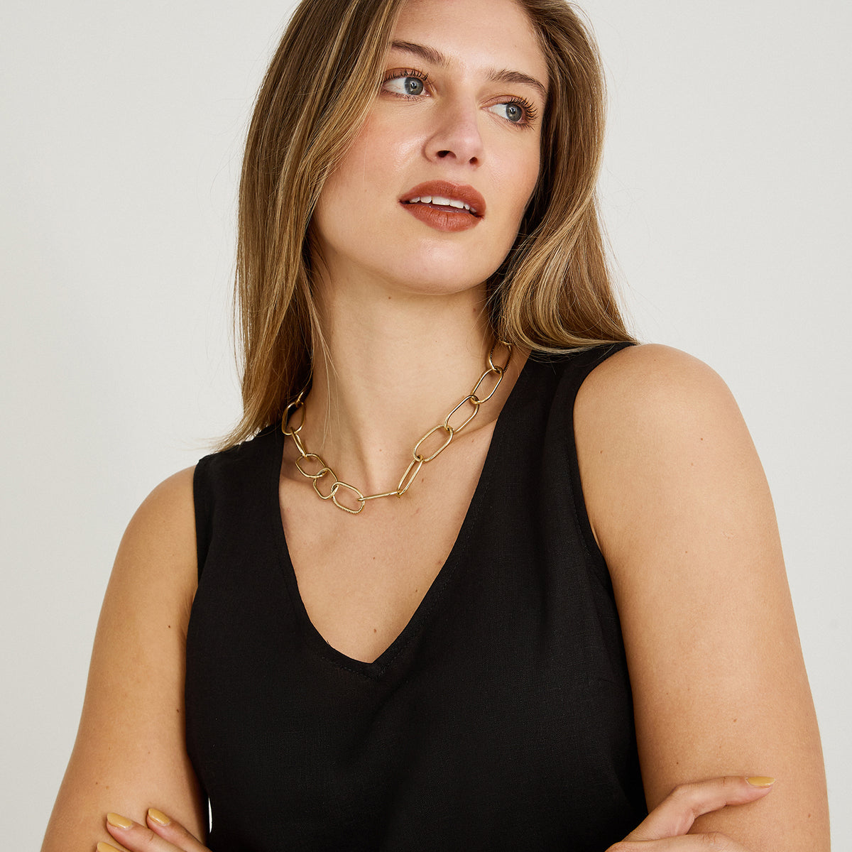 Blusa de Lino Sn Mangas Lisa Negro