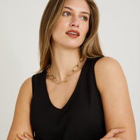 Blusa de Lino Sn Mangas Lisa Negro
