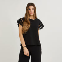 Blusa Manga Broderie Lisa Negro
