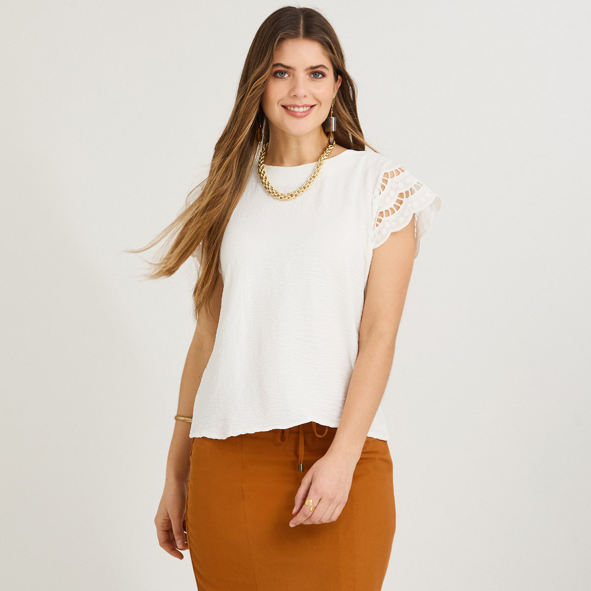 Blusa Manga Broderie Lisa Blanco