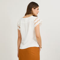 Blusa Manga Broderie Lisa Blanco