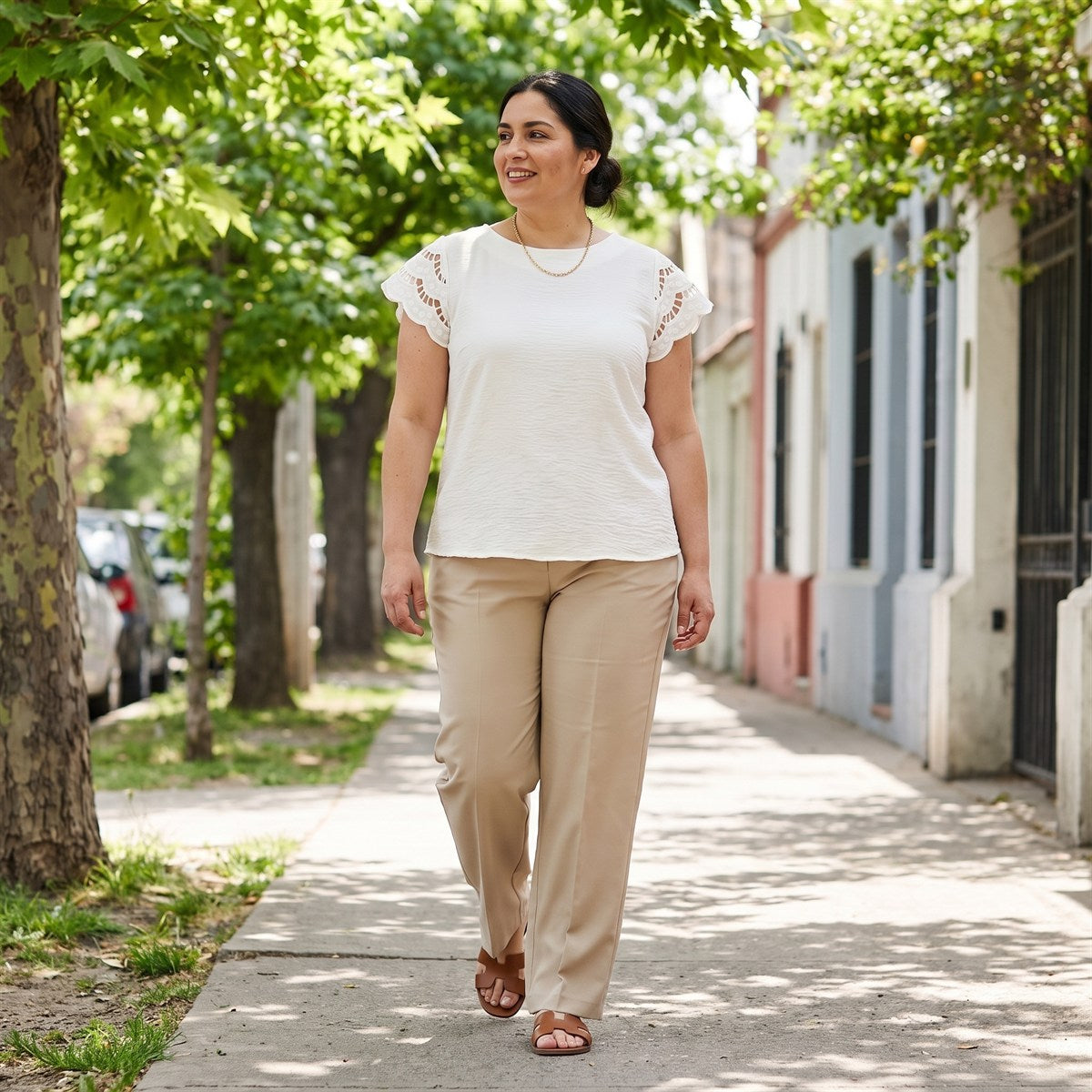 Blusa Manga Broderie Lisa Blanco lifestyle