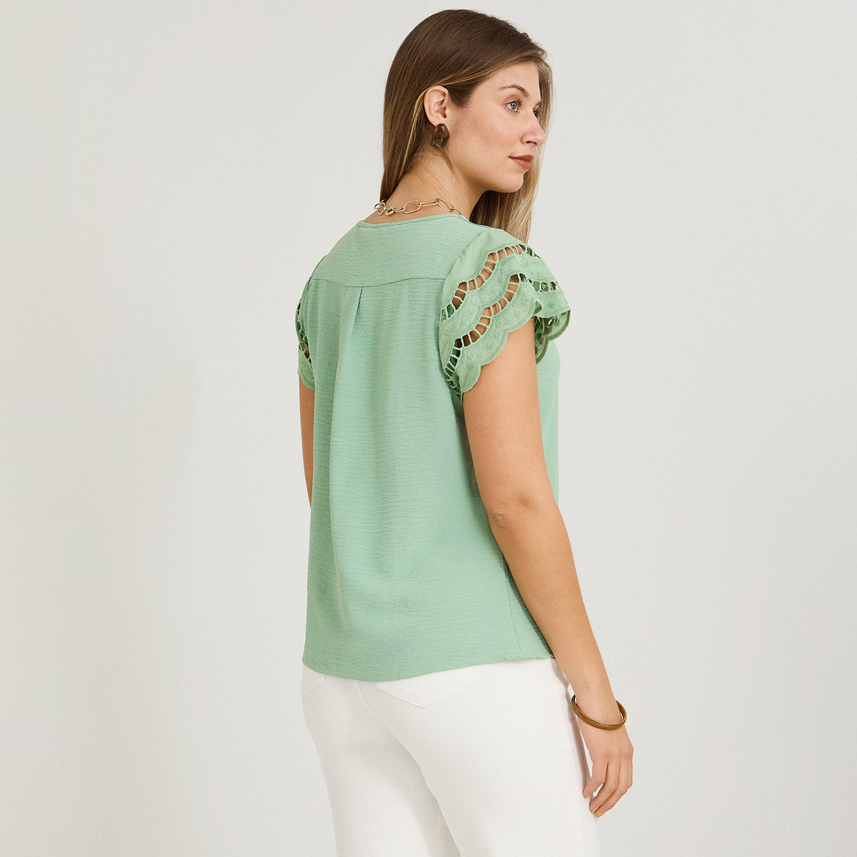 Blusa Manga Broderie Lisa Verde