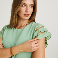 Blusa Manga Broderie Lisa Verde
