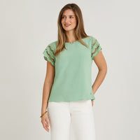 Blusa Manga Broderie Lisa Verde