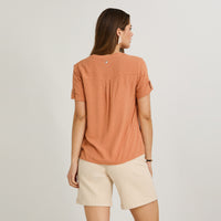 Blusa Manga Corta Plumeti Terracota