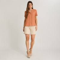 Blusa Manga Corta Plumeti Terracota