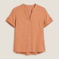 Blusa Manga Corta Plumeti Terracota en plano
