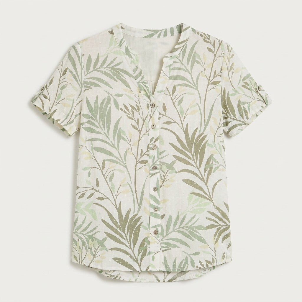 Blusa Manga Corta Plumeti Verde en plano