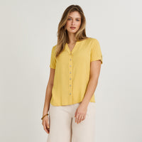 Blusa Manga Corta Plumeti Mostaza