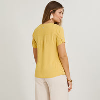 Blusa Manga Corta Plumeti Mostaza