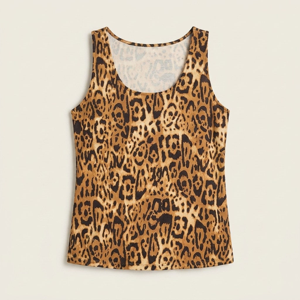 Peto Café Animal Print Sin Mangas en plano