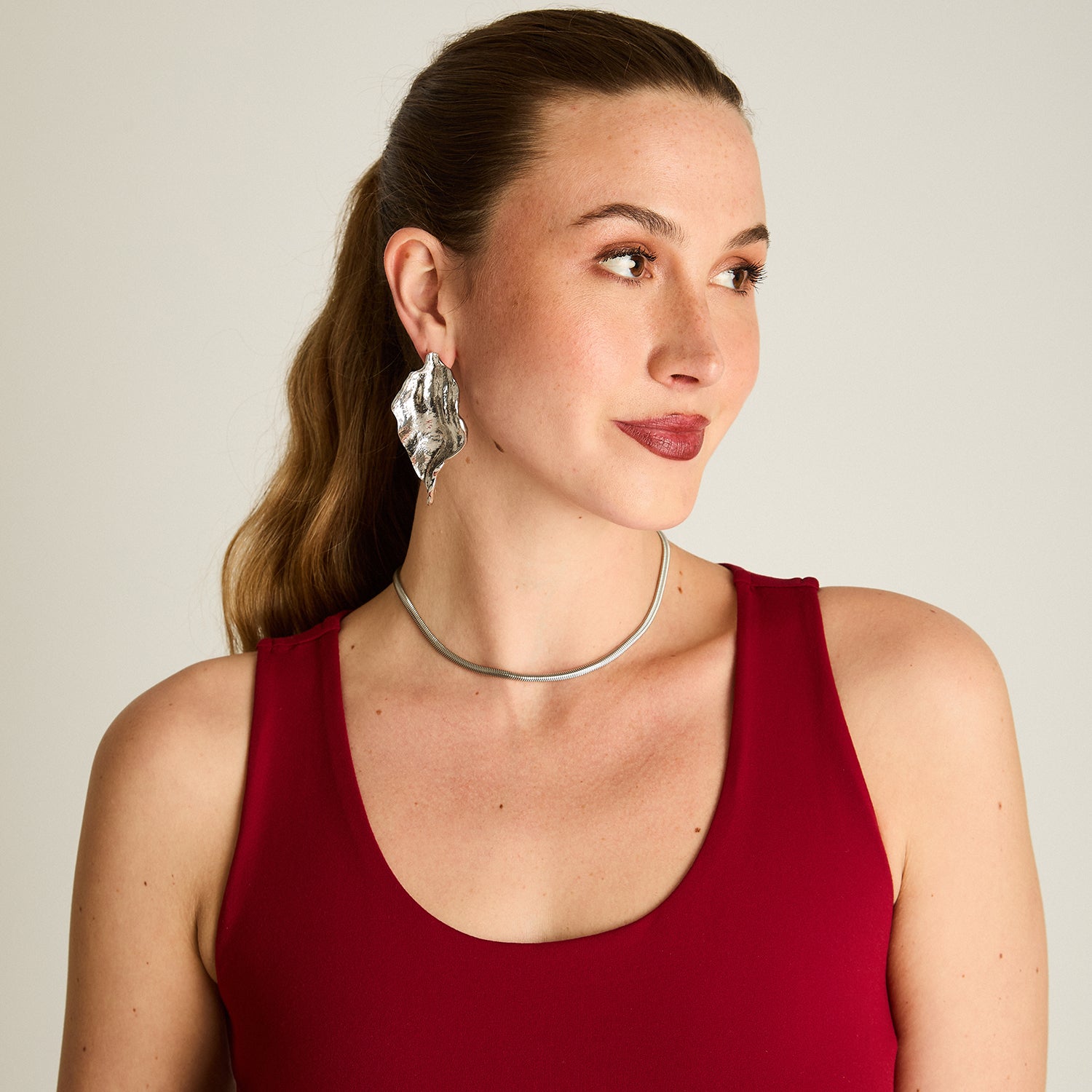 Peto Rojo Sin Mangas Elasticidad Media Sin Forro Calce Normal Tela Punto