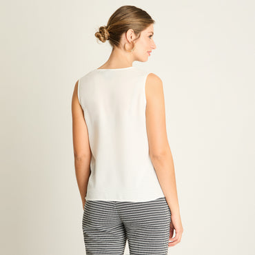 Blusa Crudo Escote V con Doble Capa