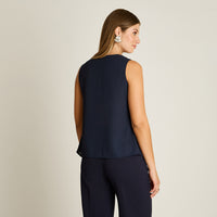 Blusa Azul Escote V Doble - Lorenzo di Pontti