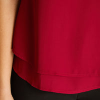 Blusa Rojo Sin Mangas Elasticidad Media Sin Forro Calce Normal Tela Plano