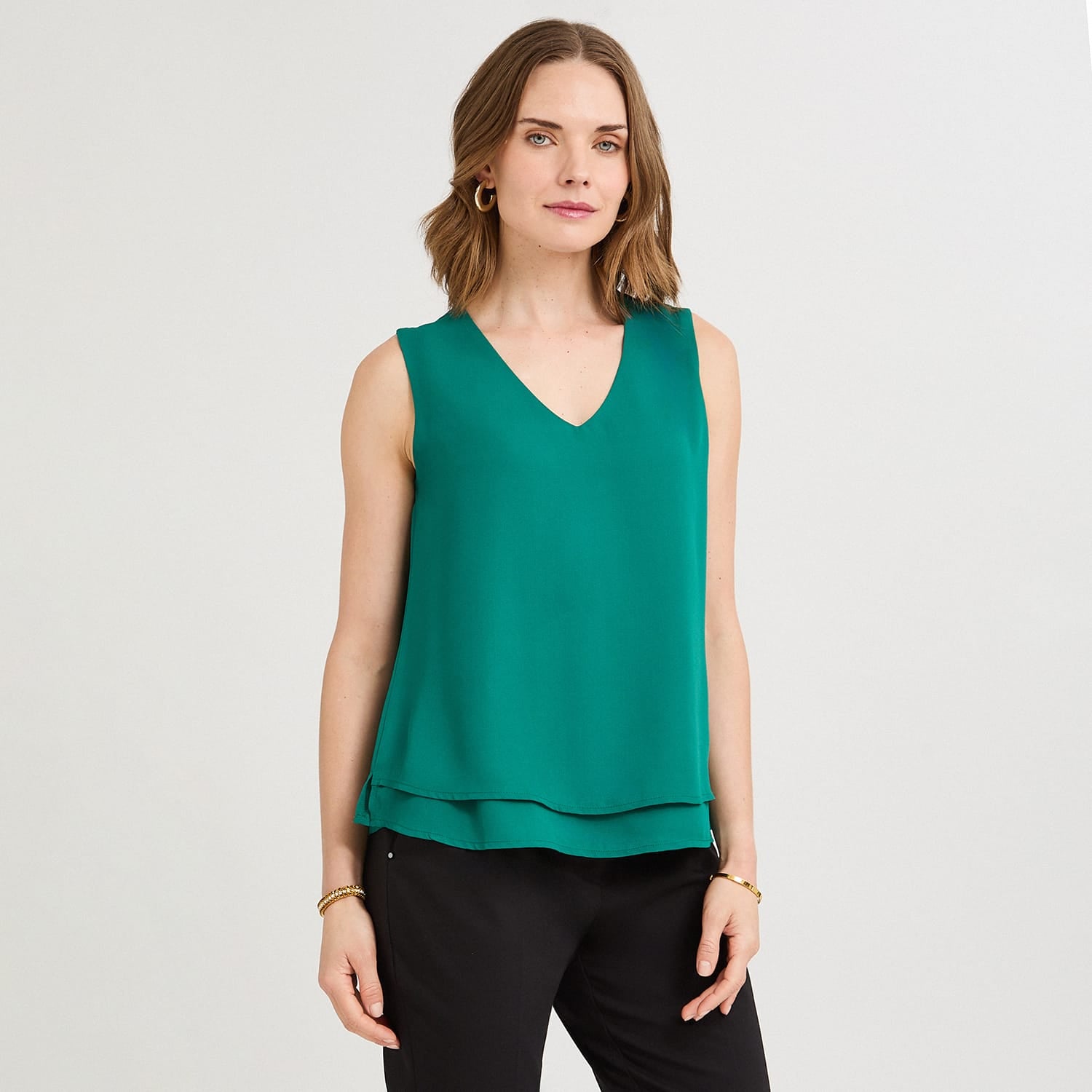 Blusa Verde Sin Mangas Capa - Lorenzo di Pontti