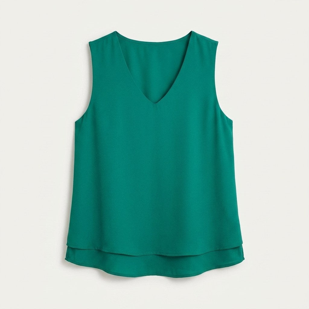 Blusa Sin Mangas con Capa Verde en plano