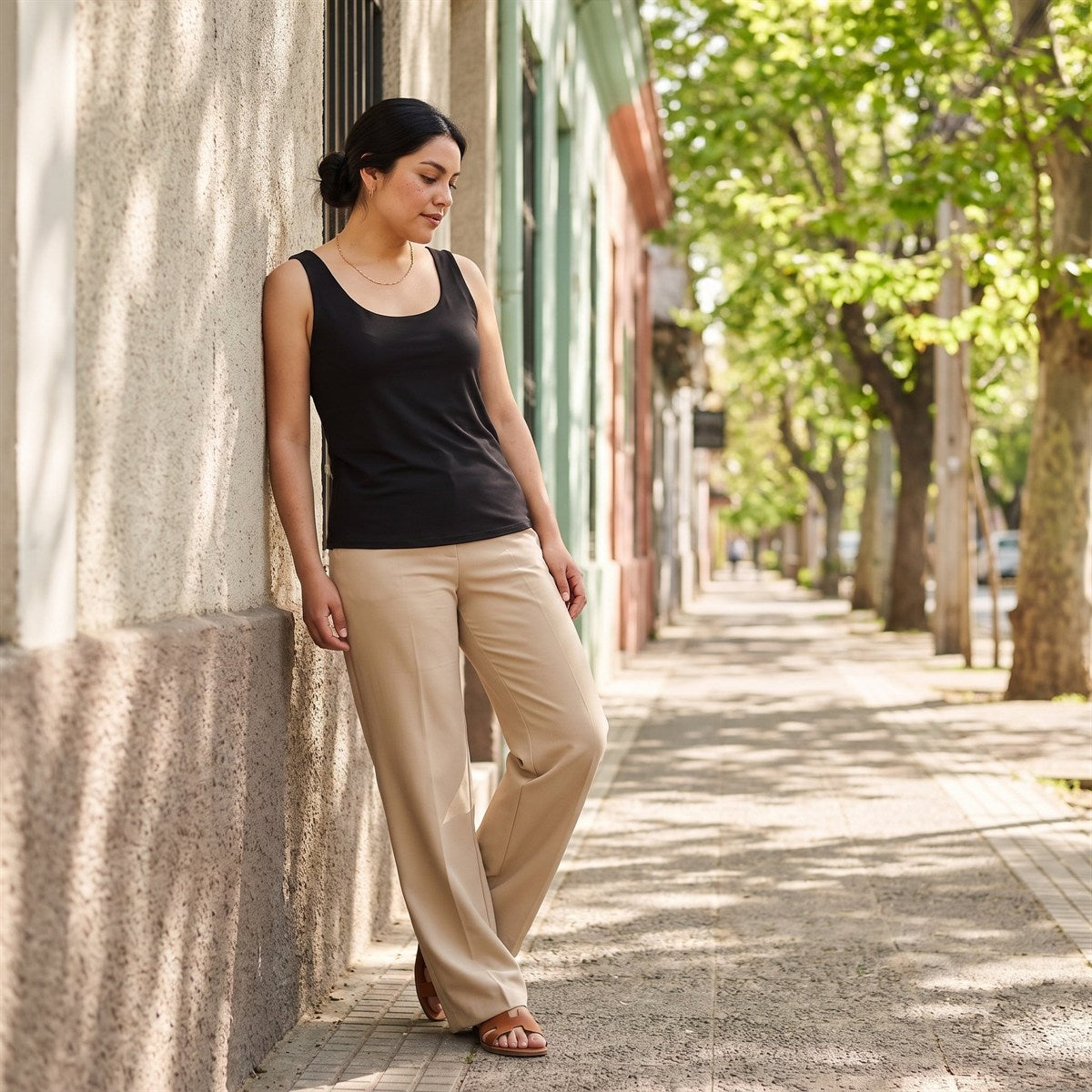 Polera Básica sin Mangas Negro lifestyle