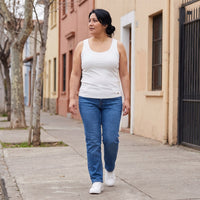 Polera Básica sin Mangas Blanco lifestyle