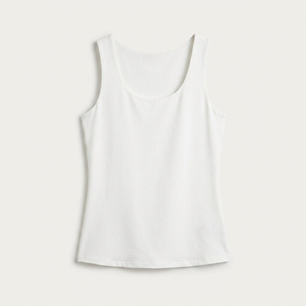 Polera Básica sin Mangas Blanco en plano