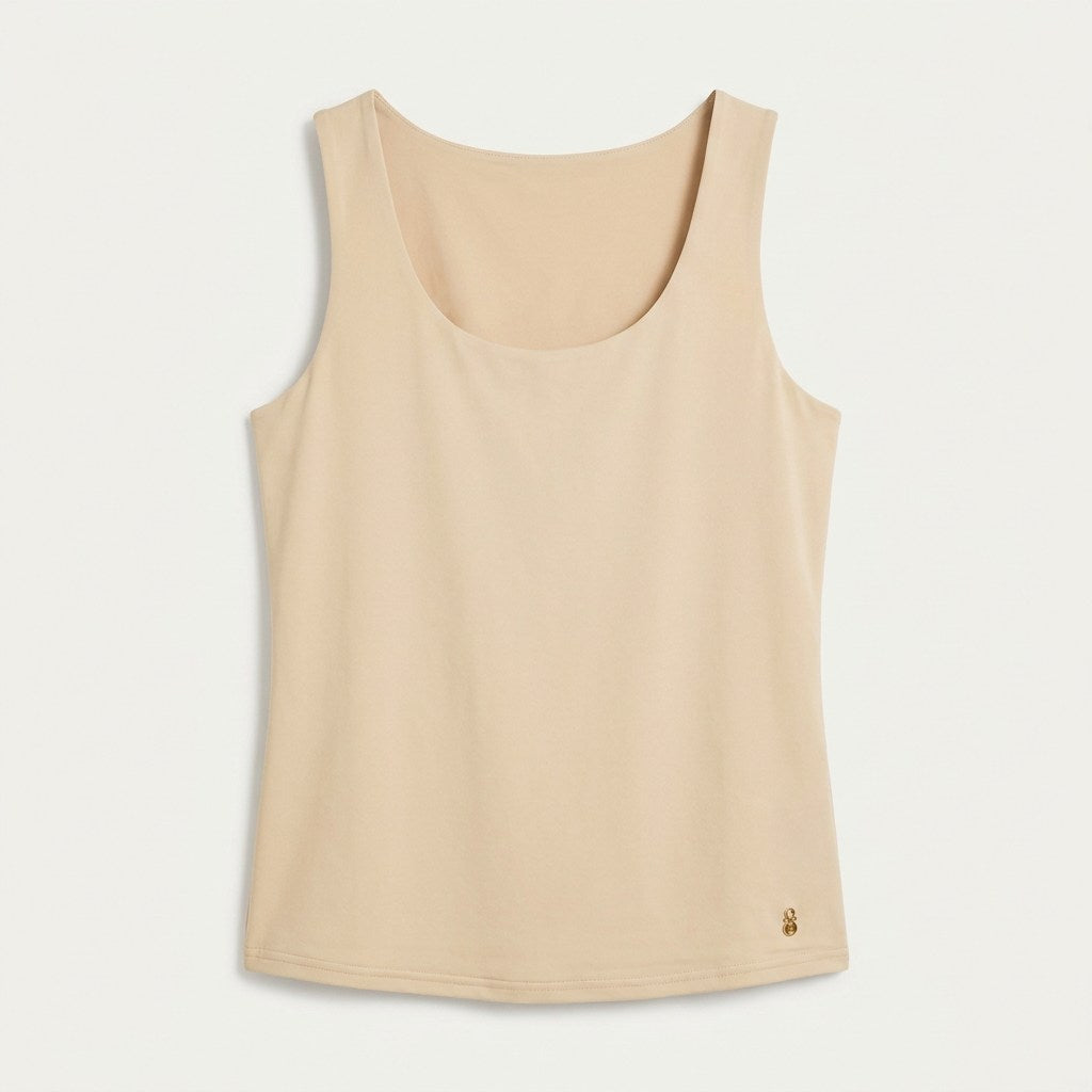 Polera Básica sin Mangas Beige en plano