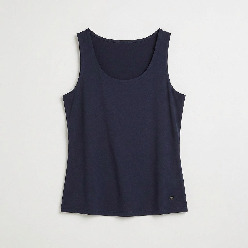 Polera Básica sin Mangas Azul en plano