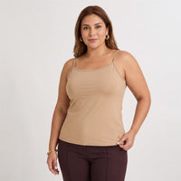 Polera Básica Manga Pabilo Café en modelo plus size