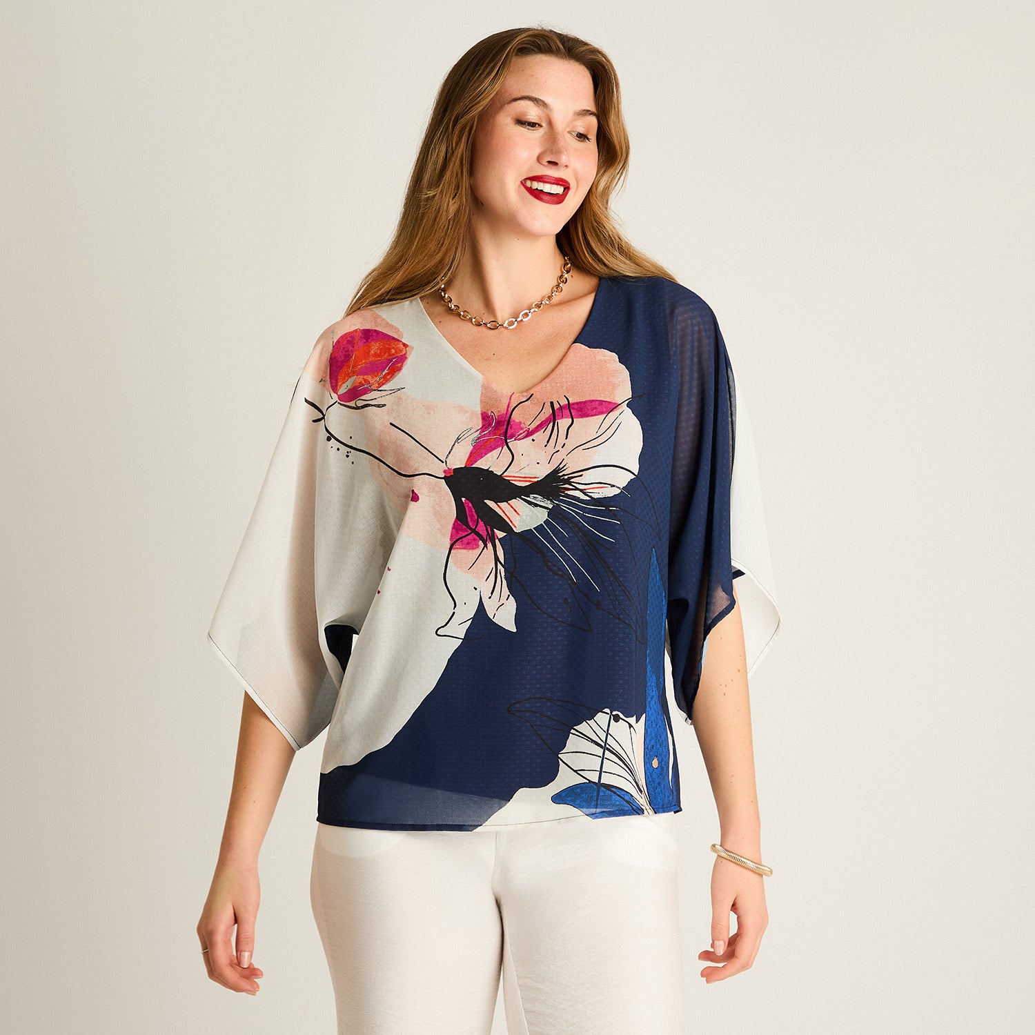 Túnica Azul Liviana de Manga Corta